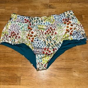 Costa Rica Floral High-Waisted REVERSIBLE Bikini Bottoms HANDMADE NWOT